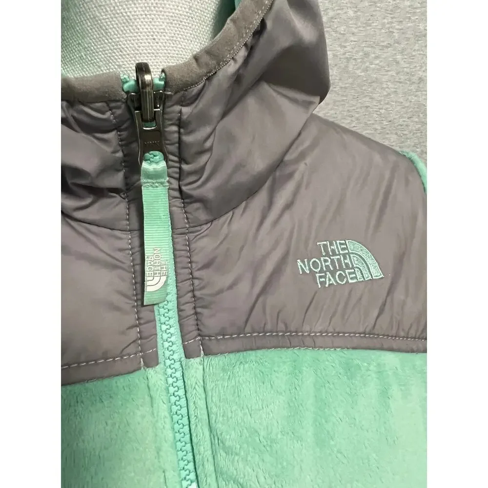 North Face Perseus Reversible Jacket Girls L Green Gray Hooded Reversible Fleece